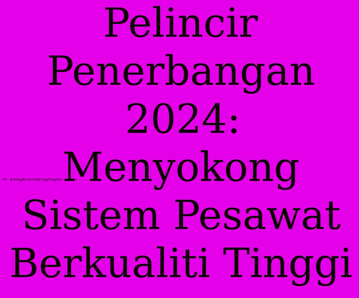 Pelincir Penerbangan 2024: Menyokong Sistem Pesawat Berkualiti Tinggi