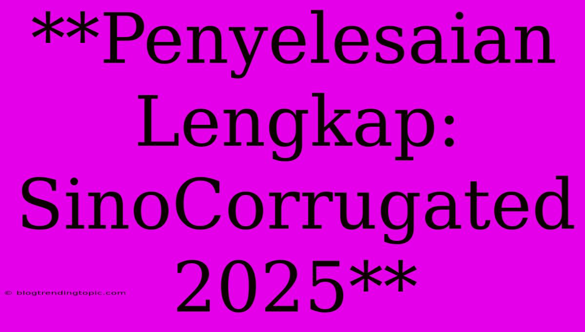 **Penyelesaian Lengkap: SinoCorrugated 2025**