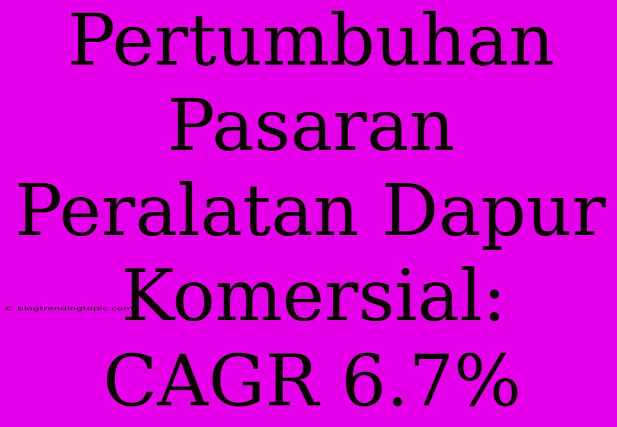 Pertumbuhan Pasaran Peralatan Dapur Komersial: CAGR 6.7%