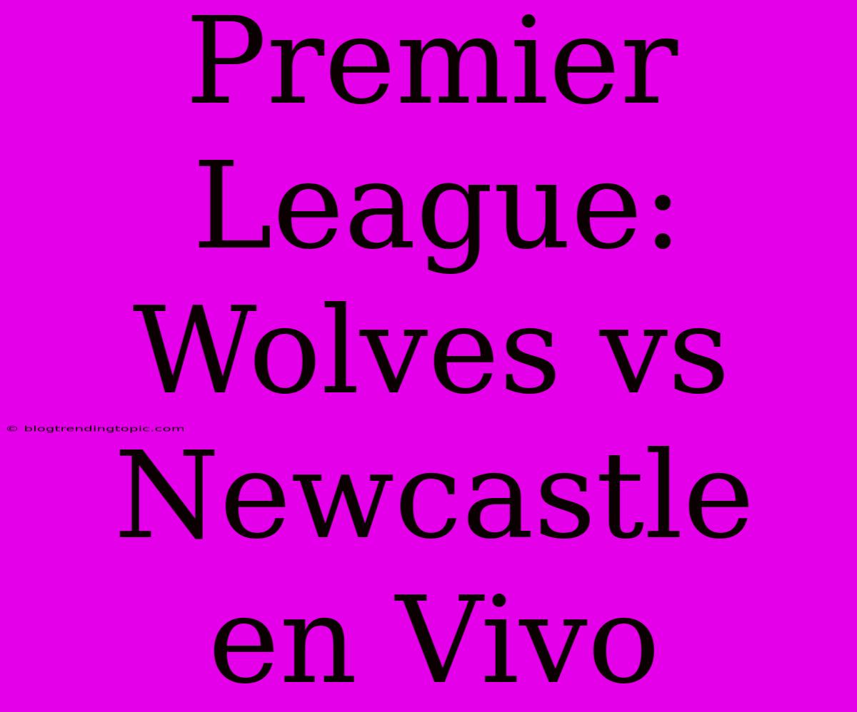 Premier League: Wolves Vs Newcastle En Vivo