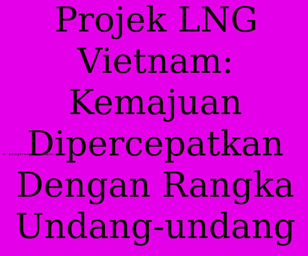 Projek LNG Vietnam: Kemajuan Dipercepatkan Dengan Rangka Undang-undang