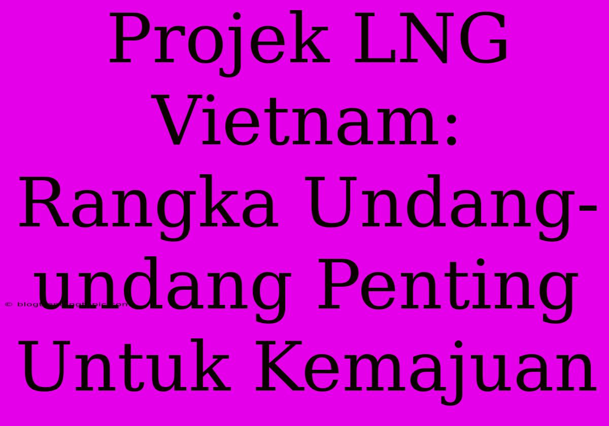 Projek LNG Vietnam: Rangka Undang-undang Penting Untuk Kemajuan