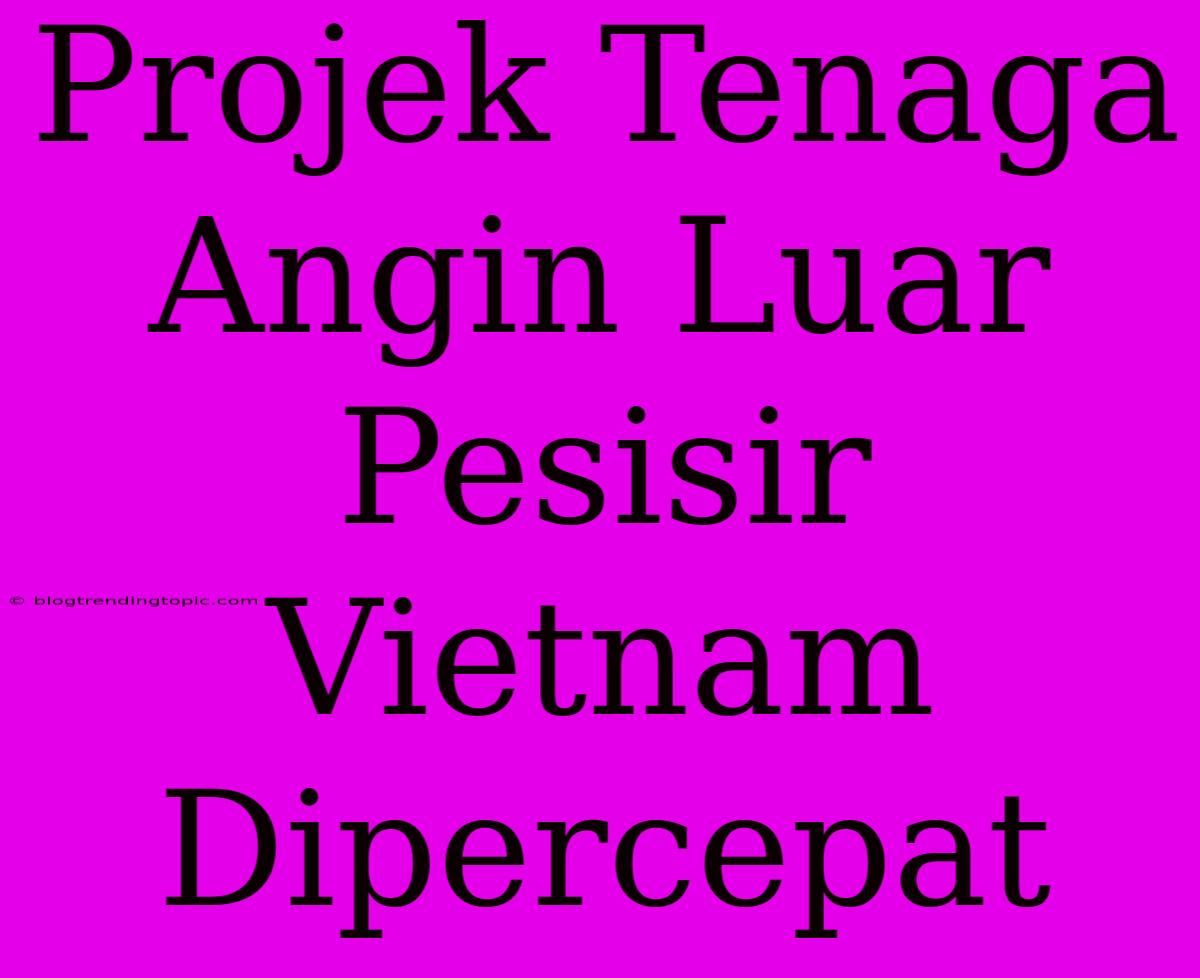 Projek Tenaga Angin Luar Pesisir Vietnam Dipercepat