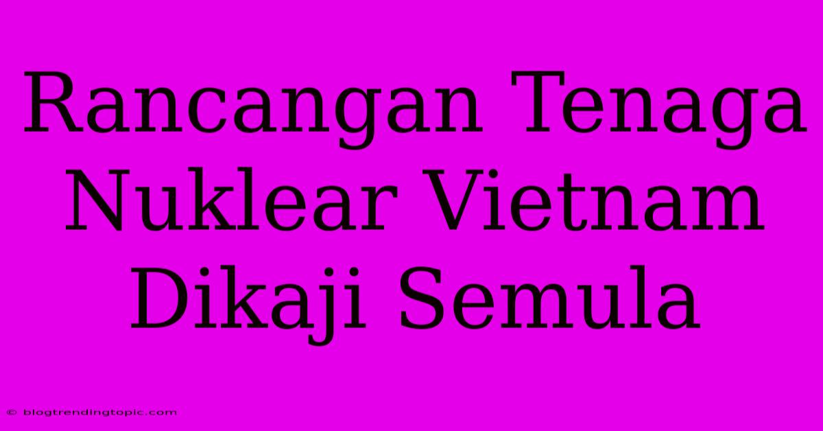 Rancangan Tenaga Nuklear Vietnam Dikaji Semula