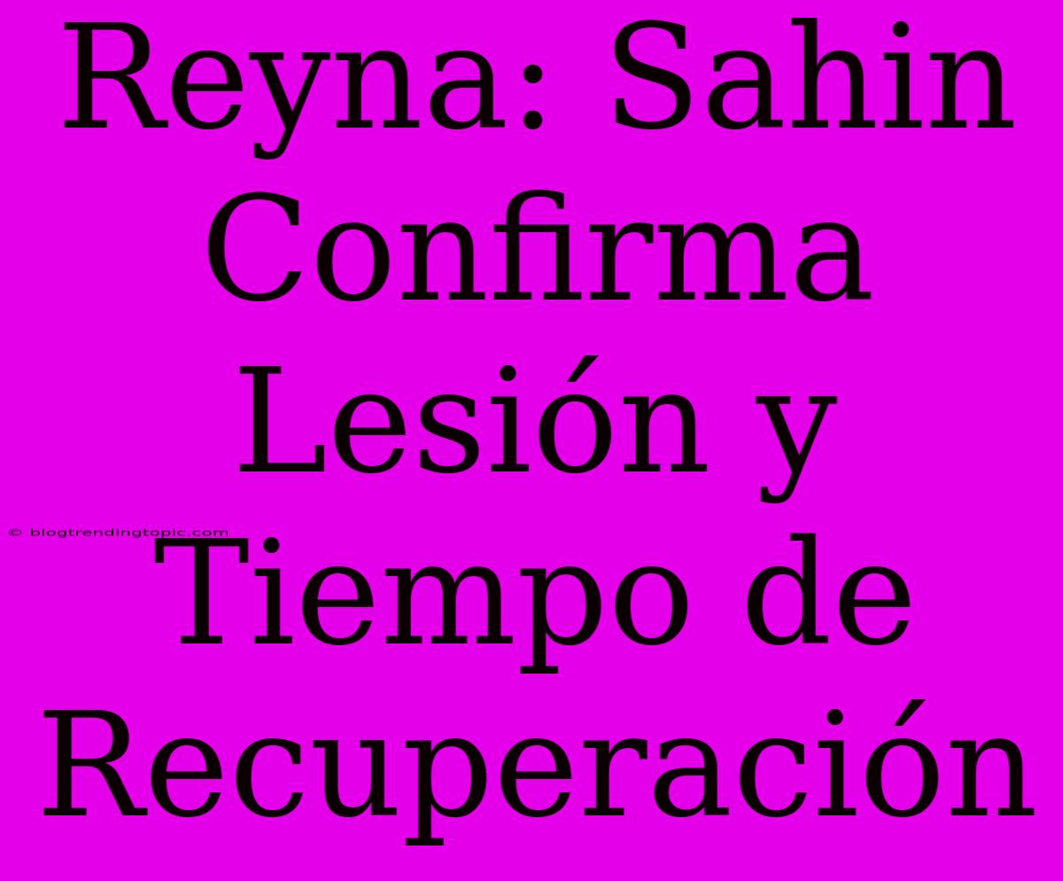 Reyna: Sahin Confirma Lesión Y Tiempo De Recuperación