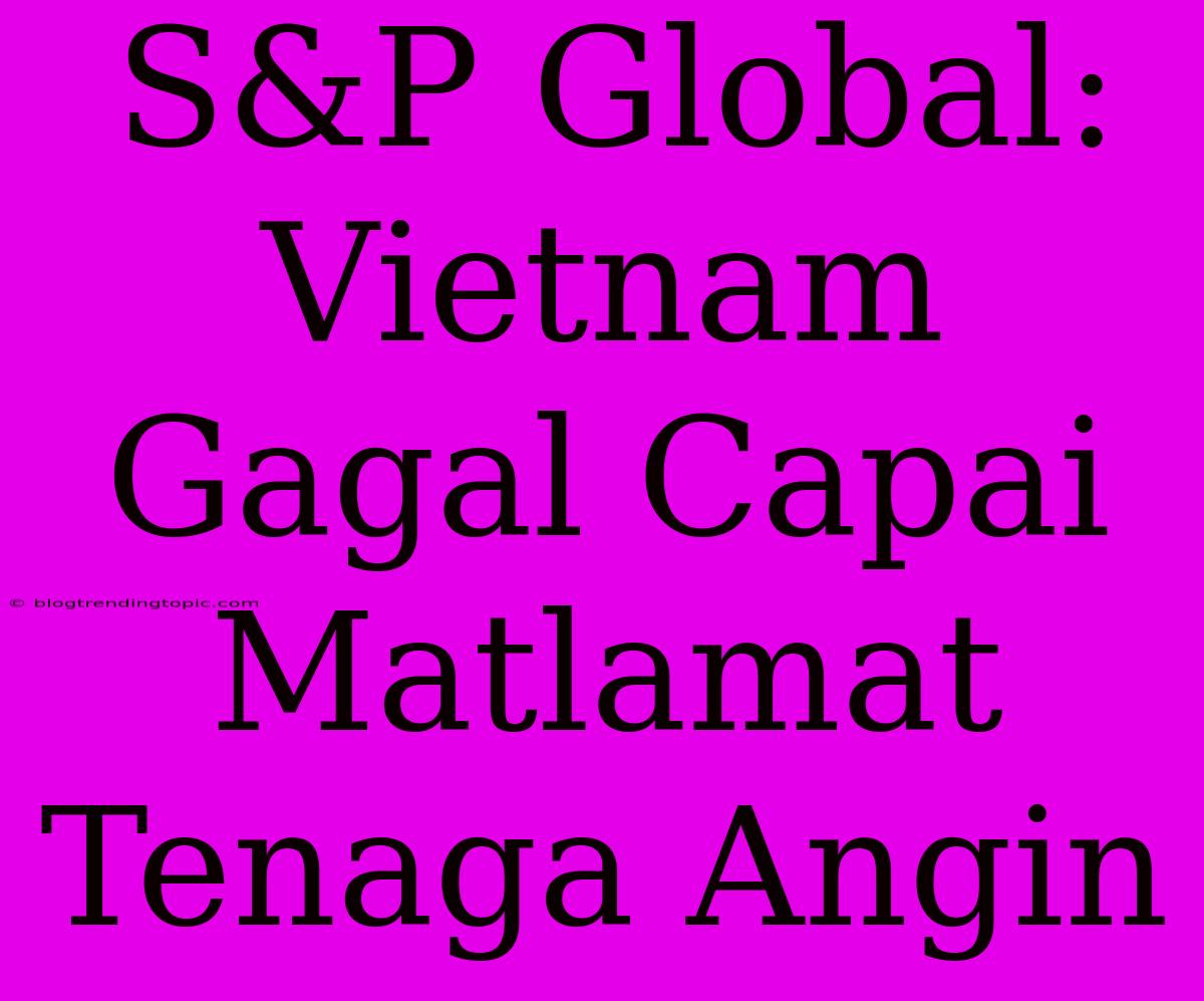 S&P Global: Vietnam Gagal Capai Matlamat Tenaga Angin