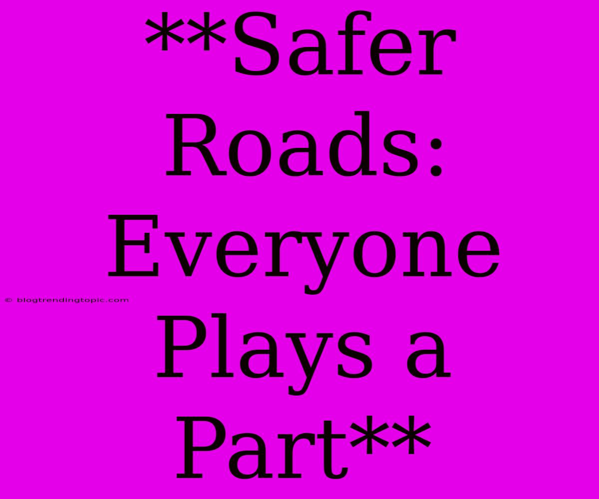 **Safer Roads: Everyone Plays A Part**