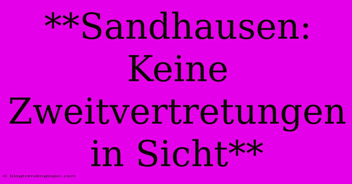 **Sandhausen: Keine Zweitvertretungen In Sicht** 