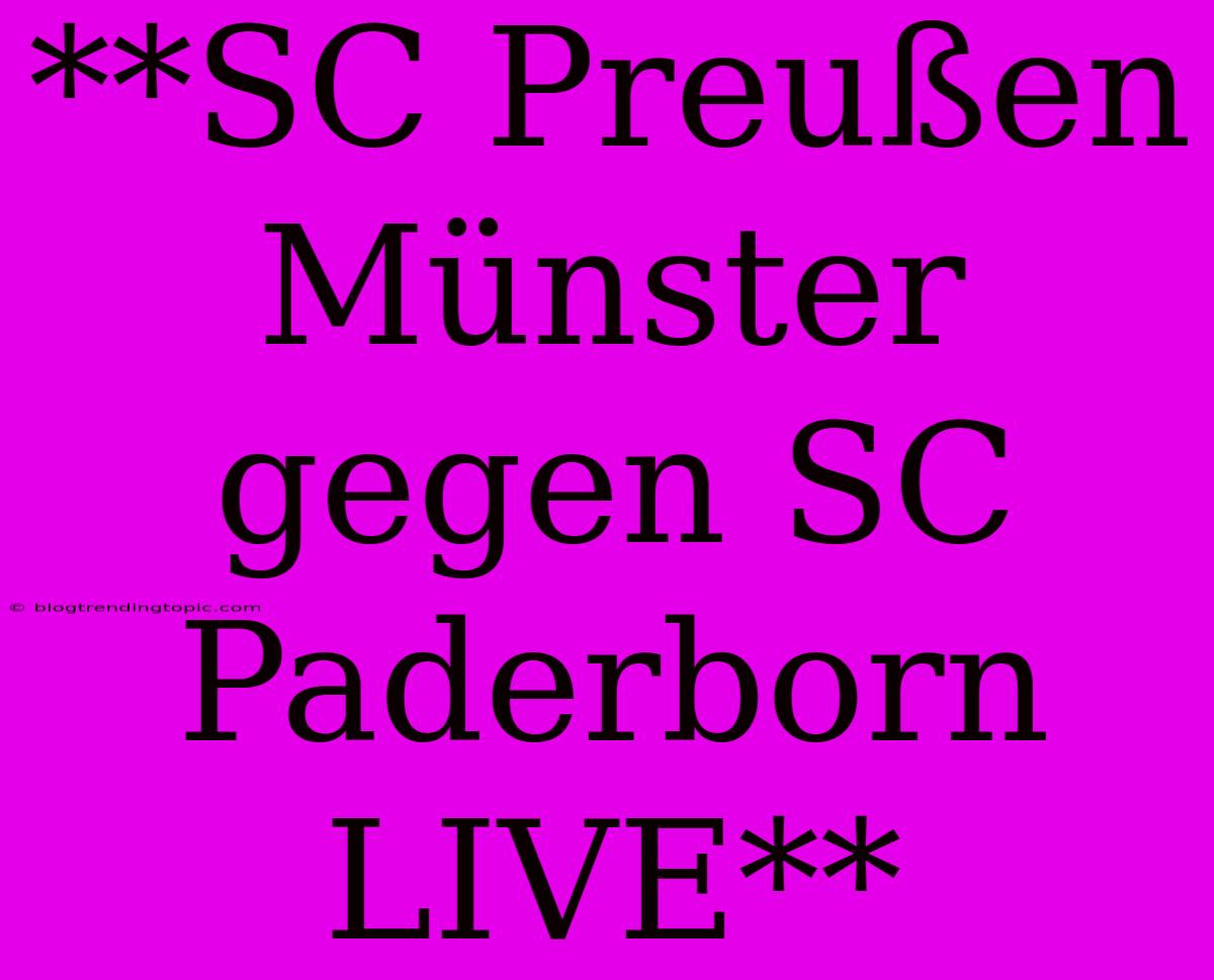 **SC Preußen Münster Gegen SC Paderborn LIVE**