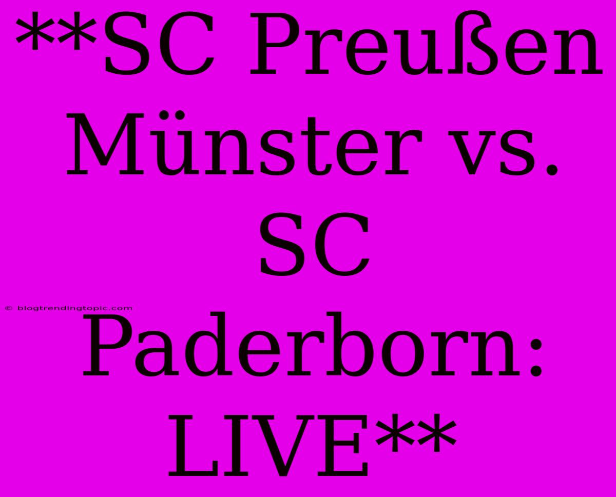 **SC Preußen Münster Vs. SC Paderborn: LIVE**