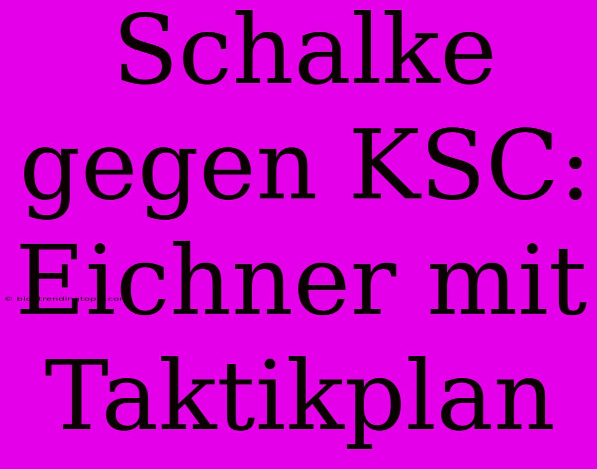 Schalke Gegen KSC: Eichner Mit Taktikplan