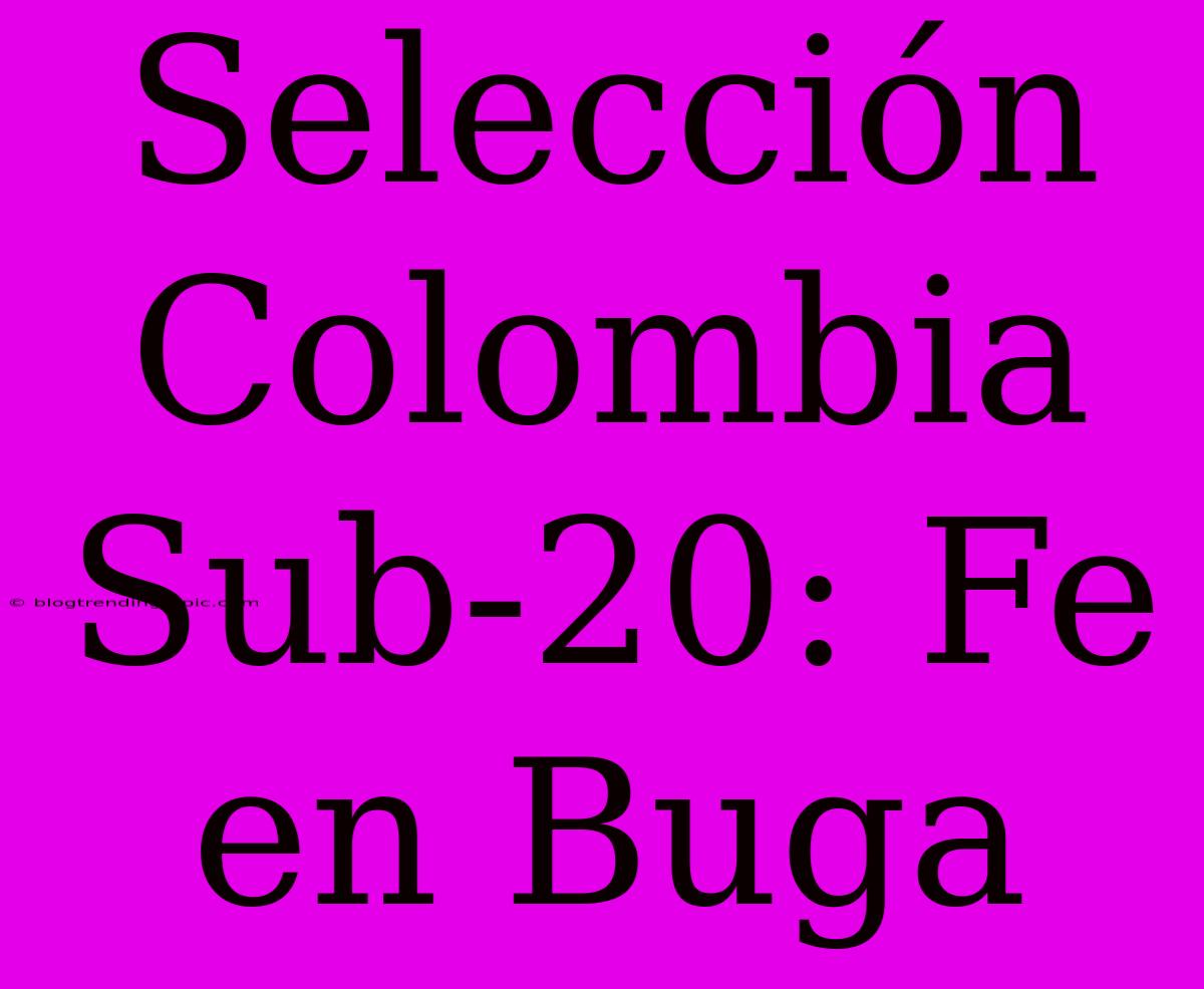 Selección Colombia Sub-20: Fe En Buga