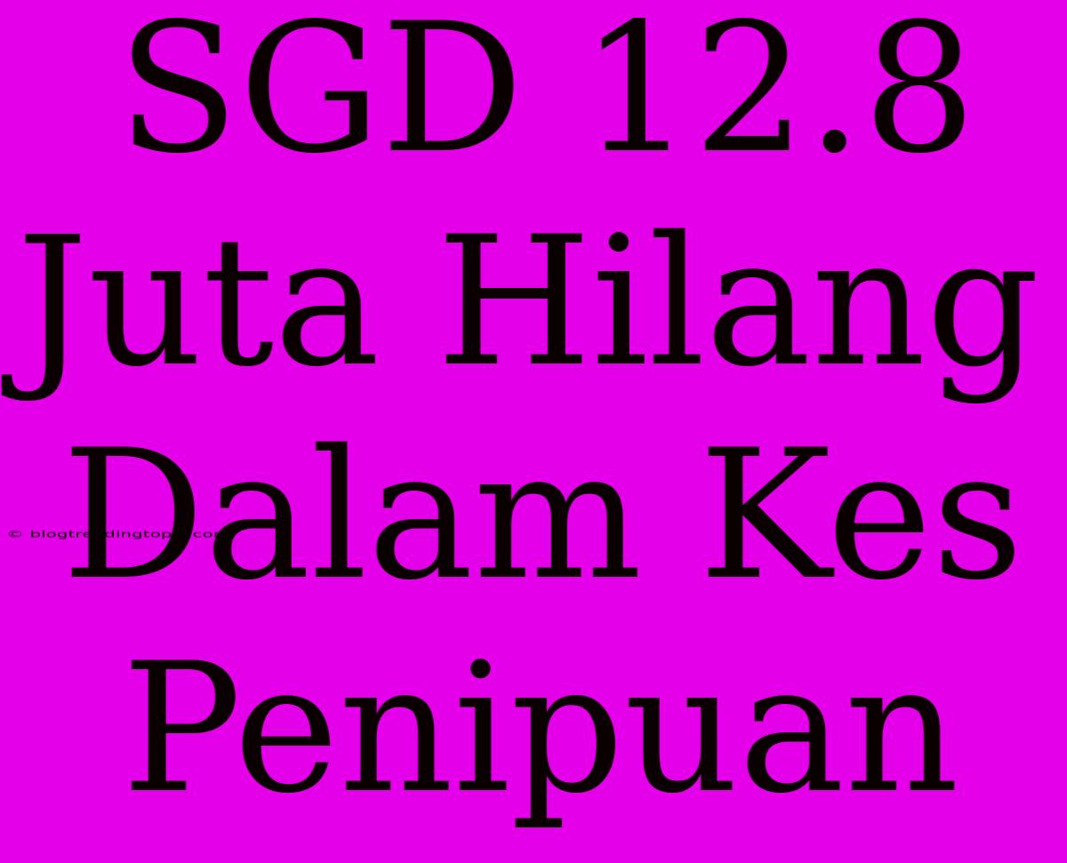 SGD 12.8 Juta Hilang Dalam Kes Penipuan