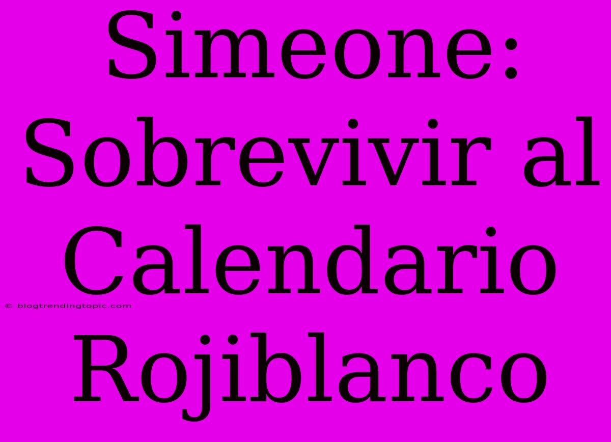 Simeone: Sobrevivir Al Calendario Rojiblanco