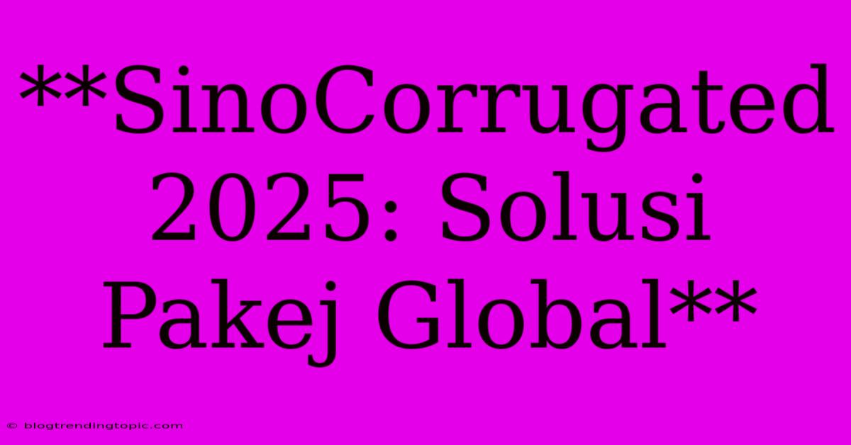 **SinoCorrugated 2025: Solusi Pakej Global**