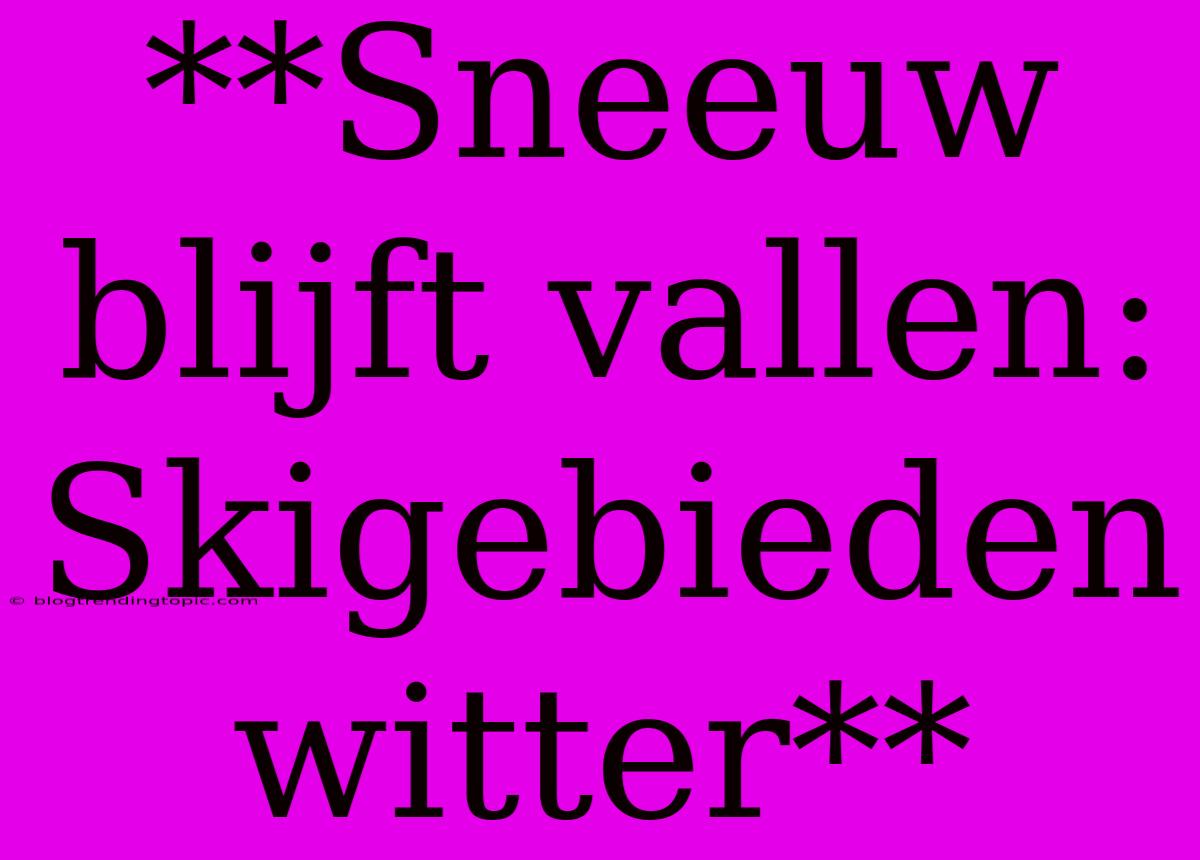 **Sneeuw Blijft Vallen: Skigebieden Witter**