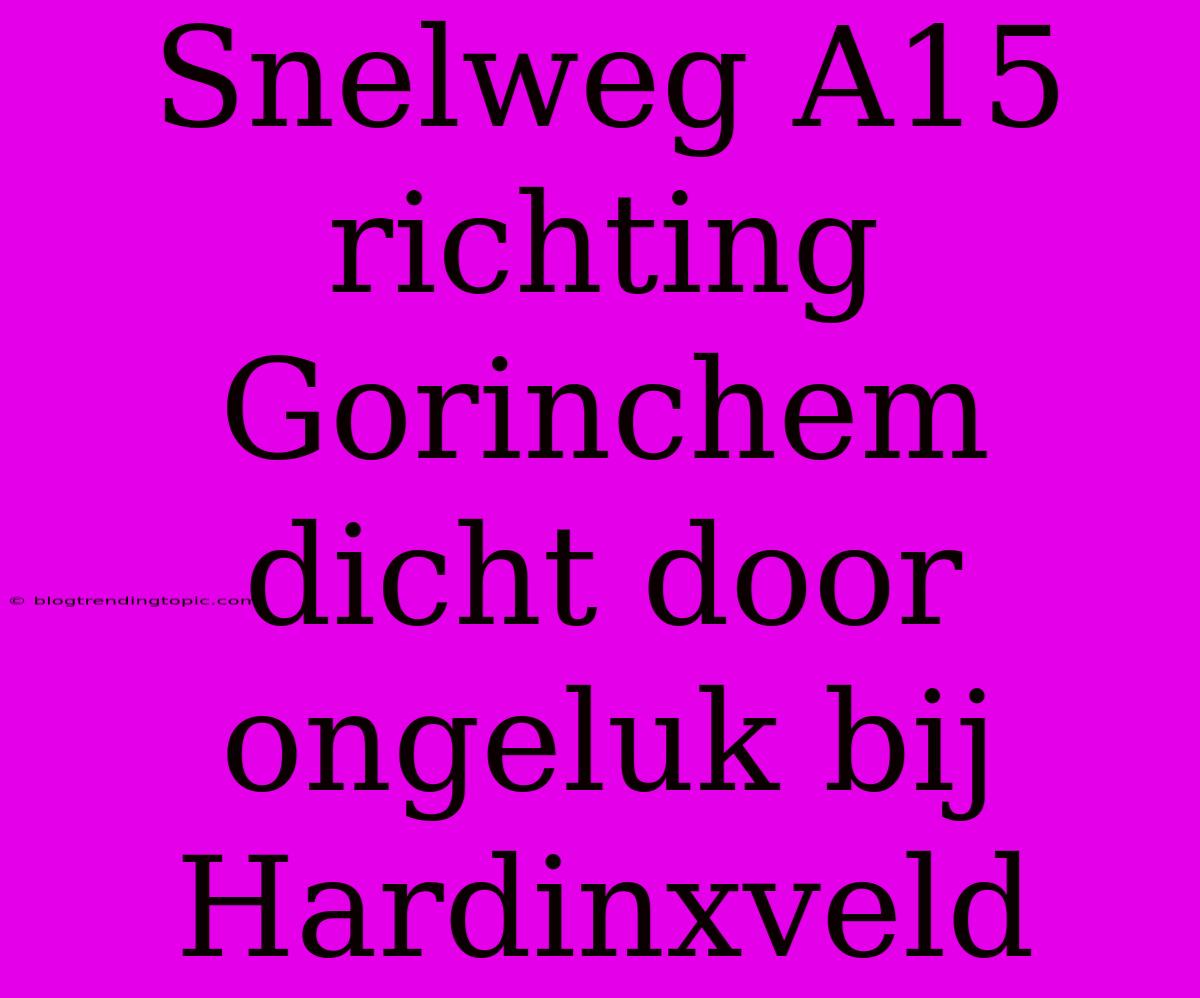 Snelweg A15 Richting Gorinchem Dicht Door Ongeluk Bij Hardinxveld