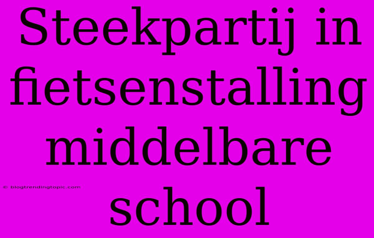 Steekpartij In Fietsenstalling Middelbare School