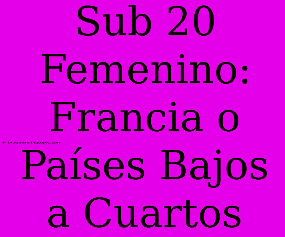 Sub 20 Femenino: Francia O Países Bajos A Cuartos