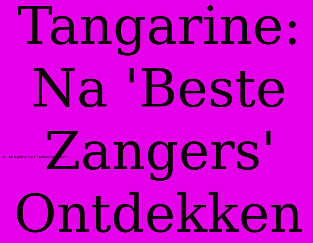 Tangarine: Na 'Beste Zangers' Ontdekken