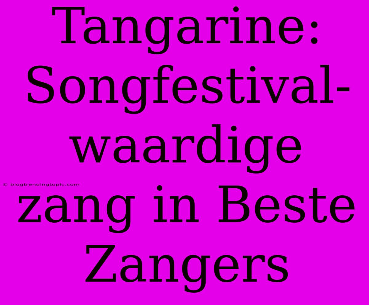 Tangarine: Songfestival-waardige Zang In Beste Zangers