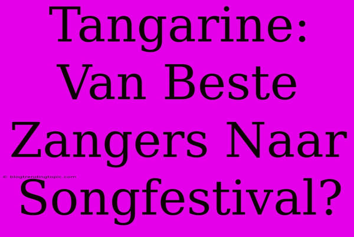 Tangarine: Van Beste Zangers Naar Songfestival?