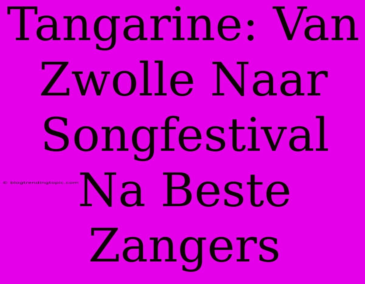 Tangarine: Van Zwolle Naar Songfestival Na Beste Zangers