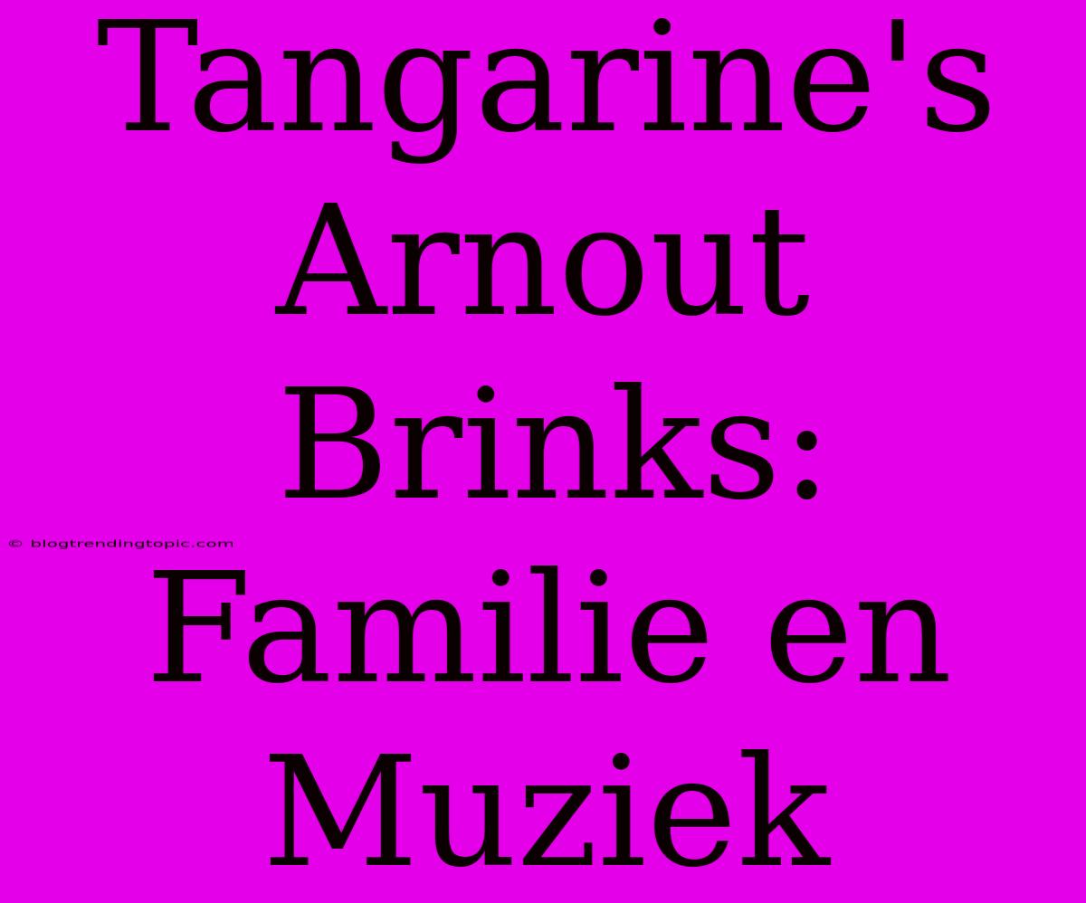 Tangarine's Arnout Brinks: Familie En Muziek