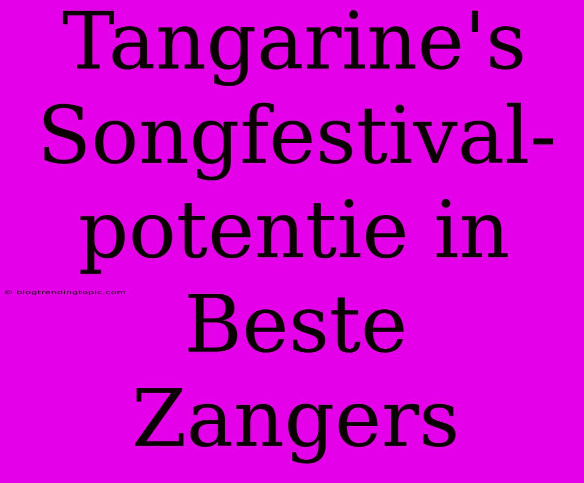 Tangarine's Songfestival-potentie In Beste Zangers