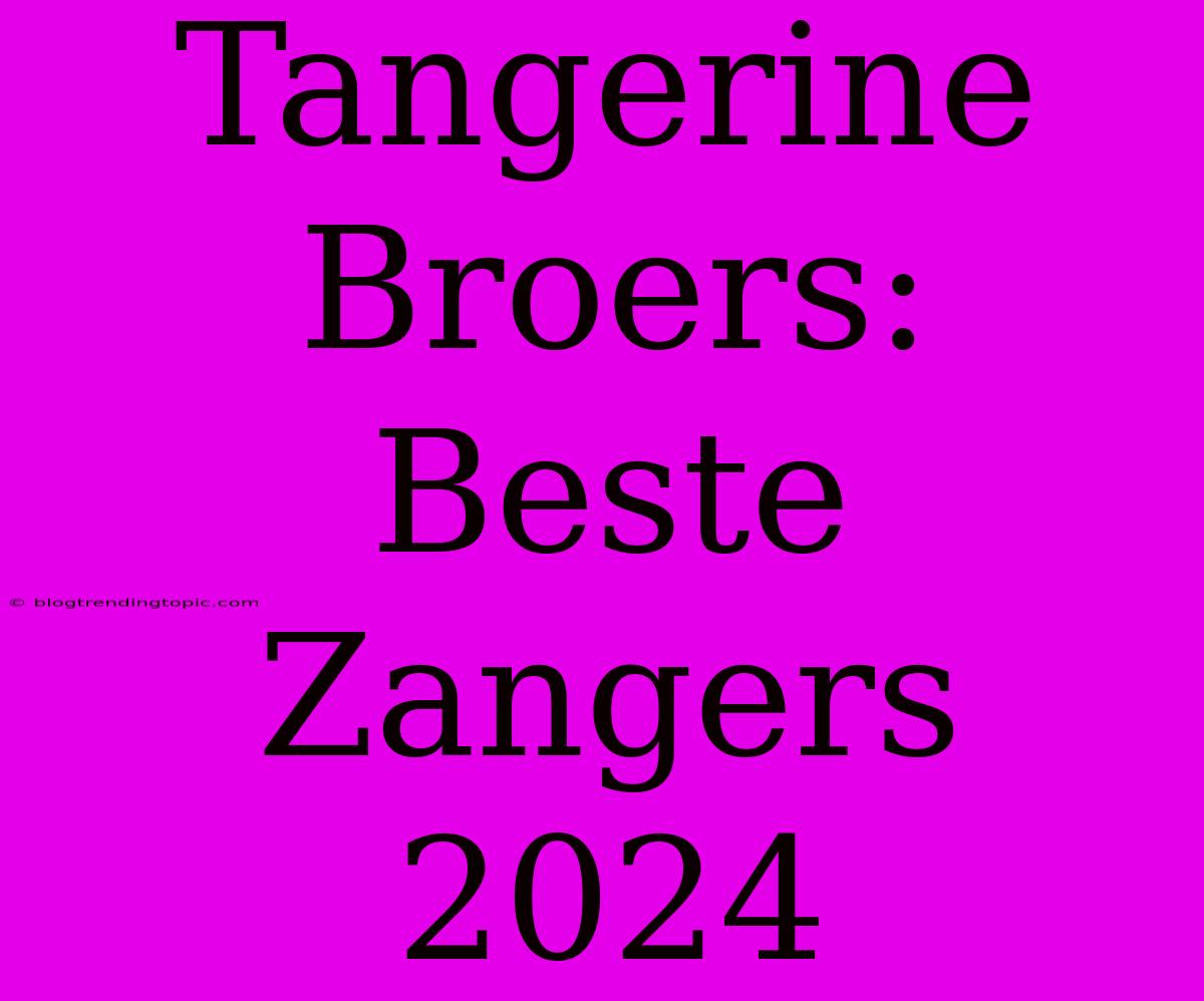 Tangerine Broers: Beste Zangers 2024