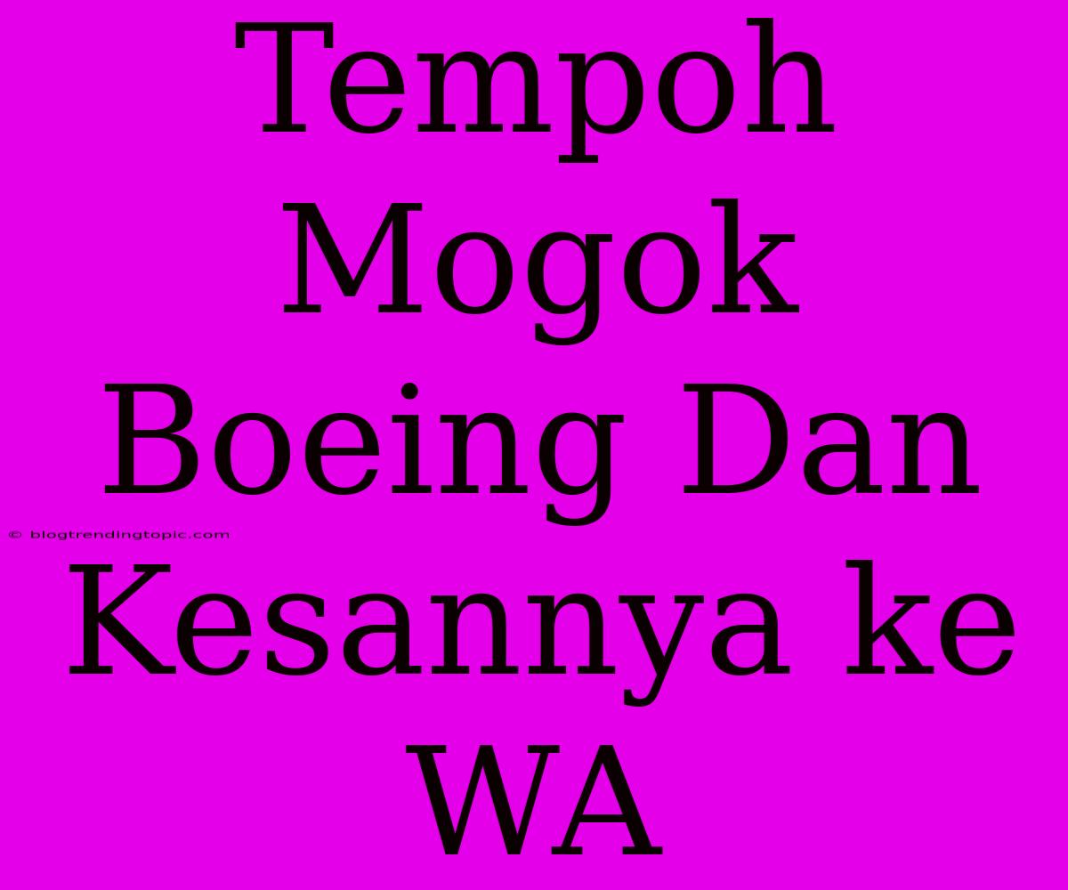 Tempoh Mogok Boeing Dan Kesannya Ke WA