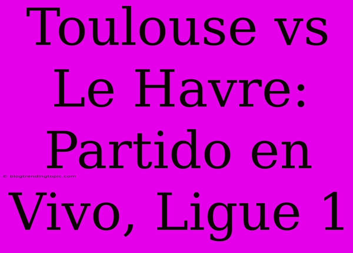 Toulouse Vs Le Havre: Partido En Vivo, Ligue 1