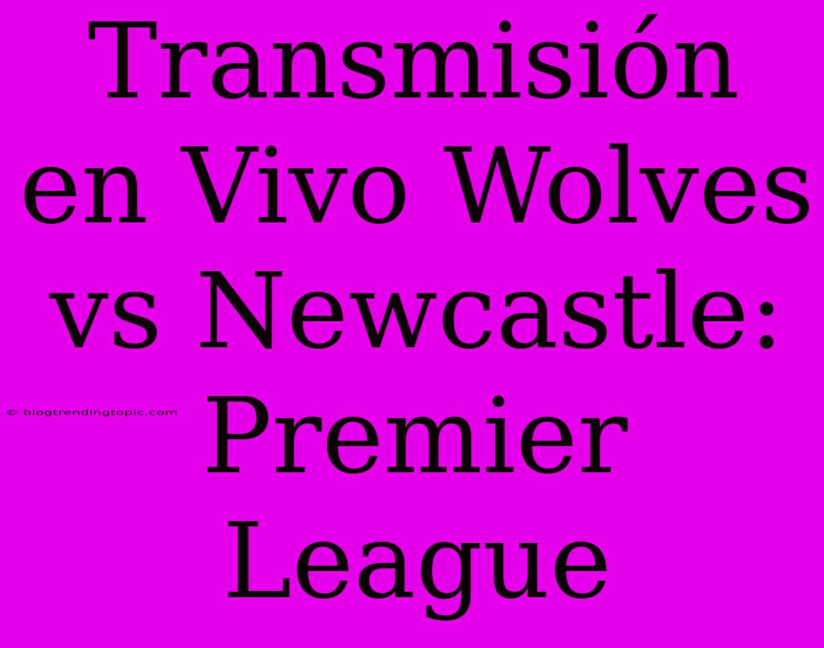 Transmisión En Vivo Wolves Vs Newcastle: Premier League