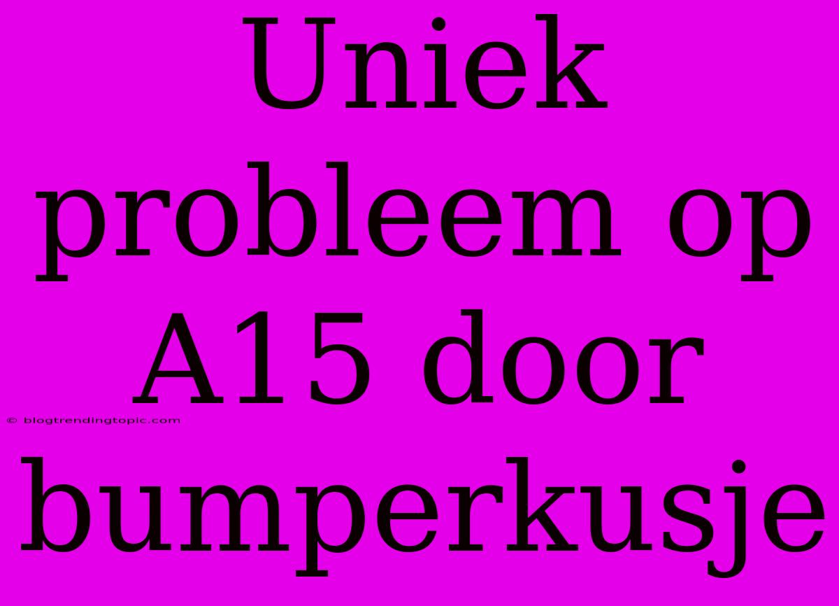 Uniek Probleem Op A15 Door Bumperkusje