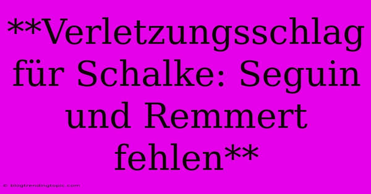 **Verletzungsschlag Für Schalke: Seguin Und Remmert Fehlen**