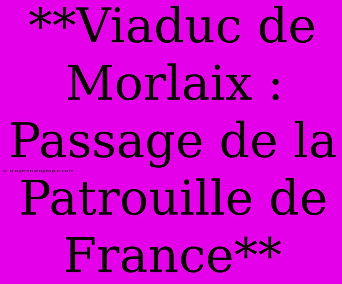 **Viaduc De Morlaix : Passage De La Patrouille De France**