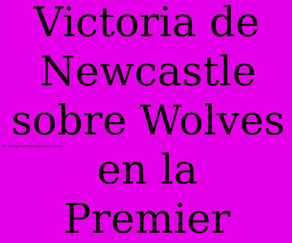 Victoria De Newcastle Sobre Wolves En La Premier