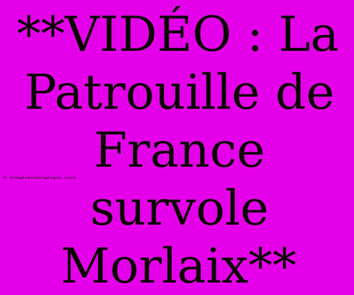 **VIDÉO : La Patrouille De France Survole Morlaix**