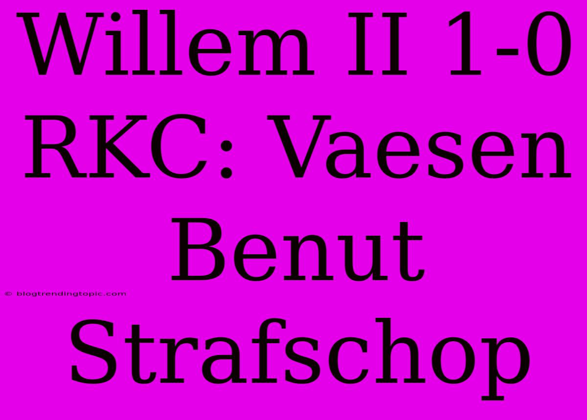 Willem II 1-0 RKC: Vaesen Benut Strafschop