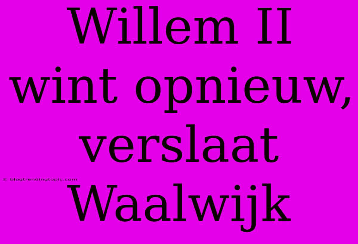 Willem II Wint Opnieuw, Verslaat Waalwijk