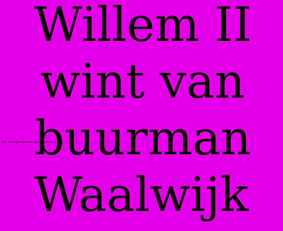 Willem II Wint Van Buurman Waalwijk