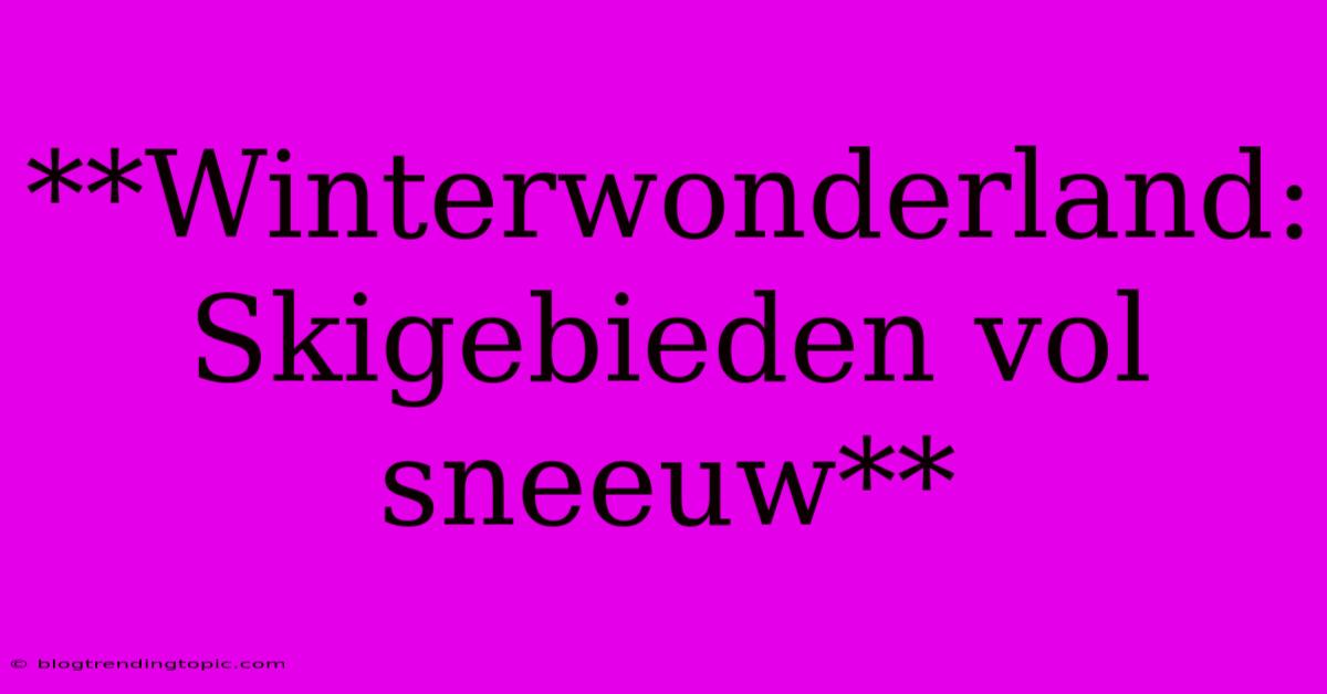 **Winterwonderland: Skigebieden Vol Sneeuw**