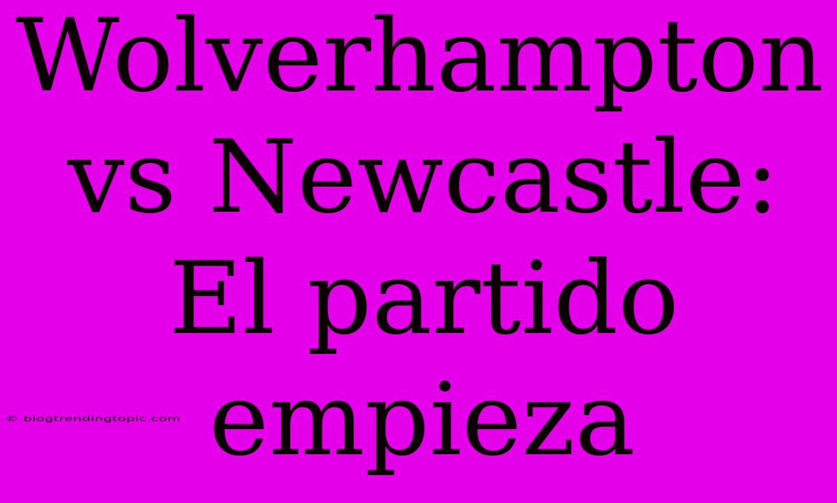 Wolverhampton Vs Newcastle: El Partido Empieza