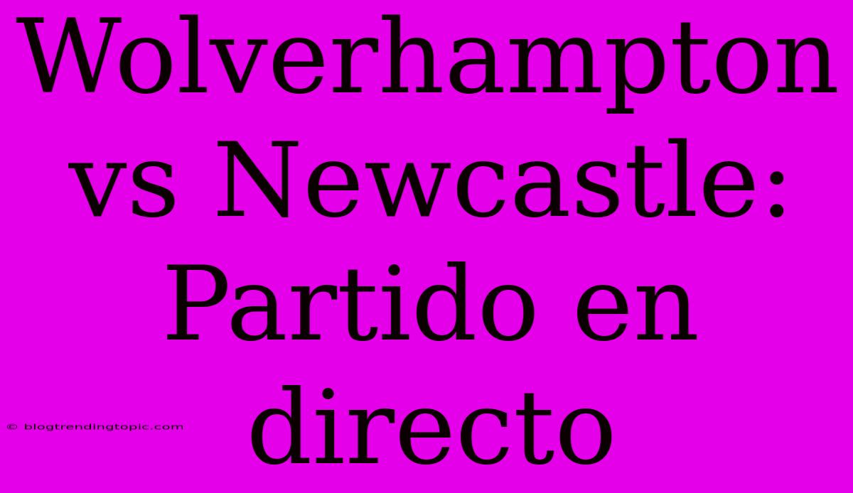 Wolverhampton Vs Newcastle: Partido En Directo