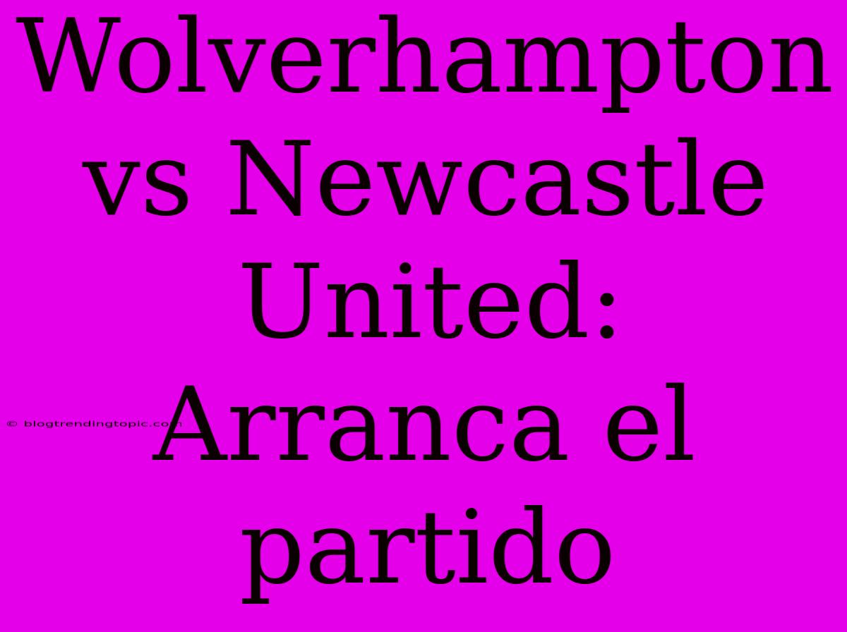 Wolverhampton Vs Newcastle United: Arranca El Partido