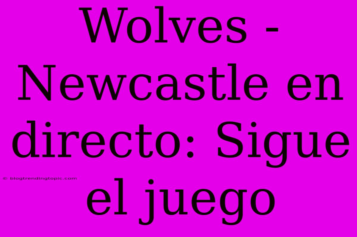 Wolves - Newcastle En Directo: Sigue El Juego