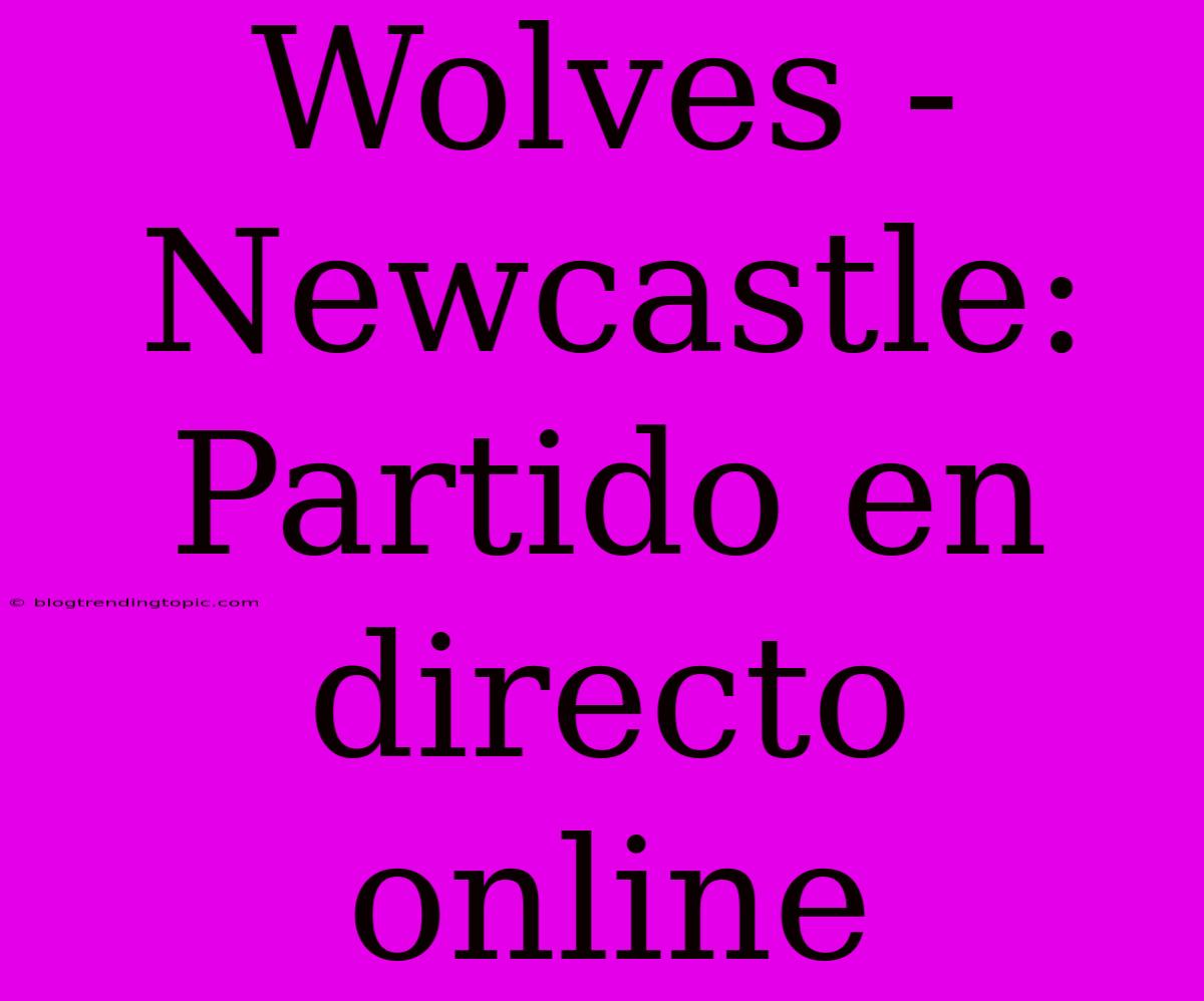 Wolves - Newcastle: Partido En Directo Online