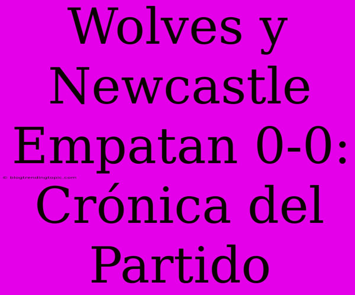 Wolves Y Newcastle Empatan 0-0: Crónica Del Partido