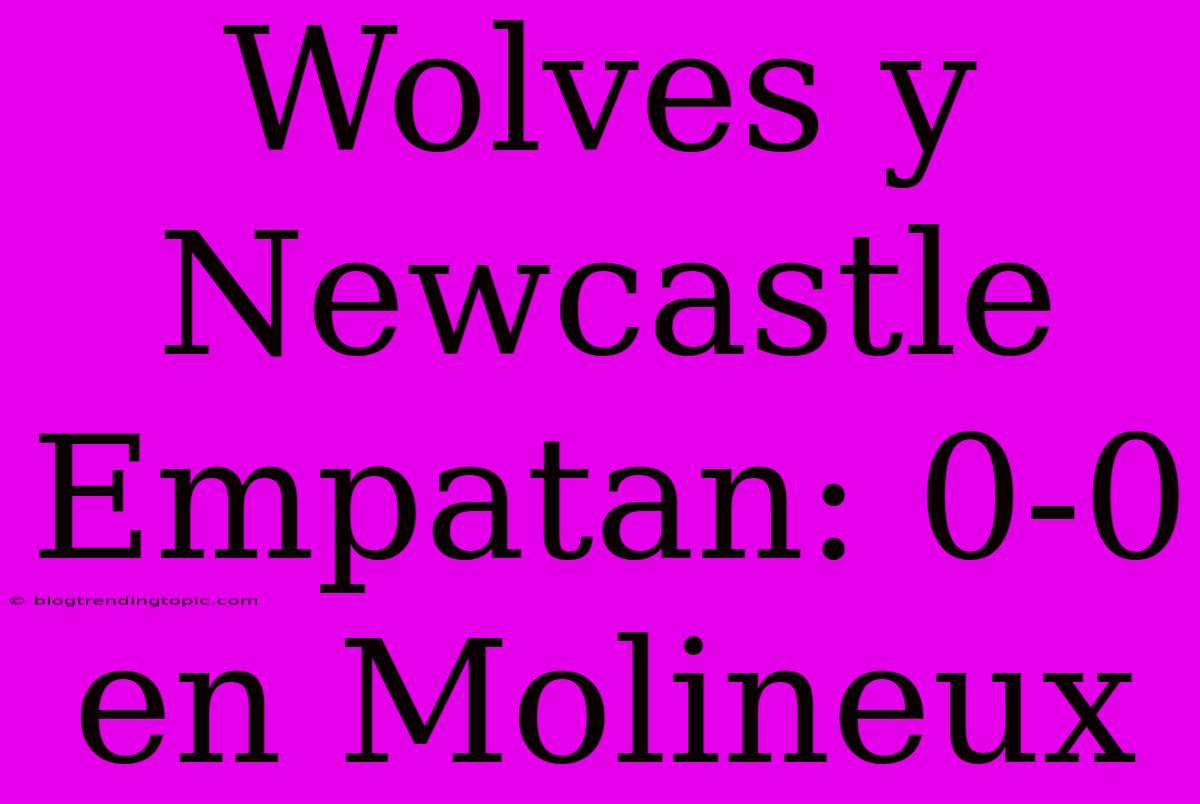 Wolves Y Newcastle Empatan: 0-0 En Molineux