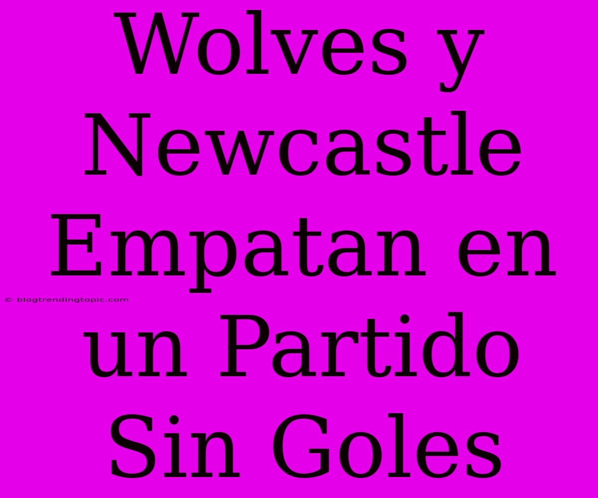 Wolves Y Newcastle Empatan En Un Partido Sin Goles